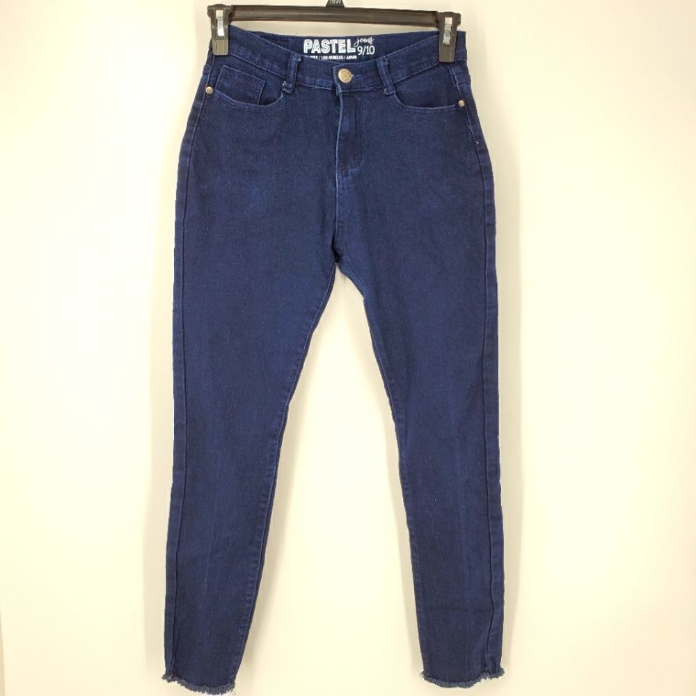 Pastel Skinny Jeans High Rise with Raw Hemline Size 9/10
